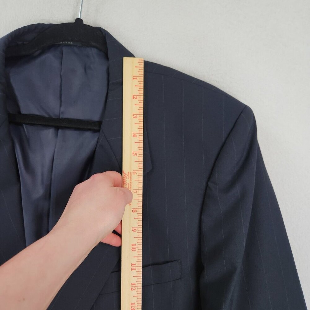 Albert Nipon Jacket Mens 46r Navy Blue Pinstripe … - image 6